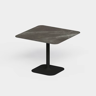 Modern Minimalist Coffee Table With Gray Marble Patterned Top And Black Square Base 3d model