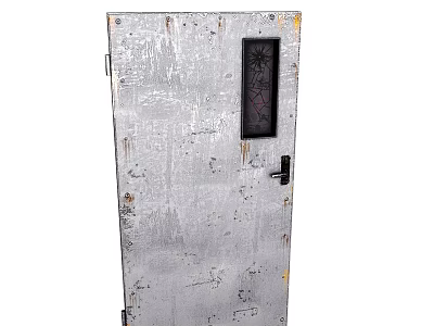 Sturdy Metal Security Door With Security Lock And Decorative Viewing Panel 3d model