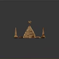 Copper Pyramid Shaped Modern Furniture With Spires And Circular Ornament On Top