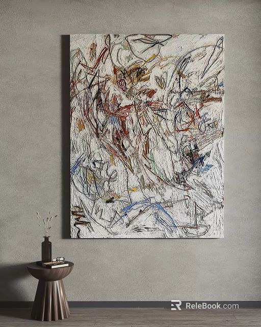 Abstract Painting As Wall Decor In Minimalist Interior 3d model 