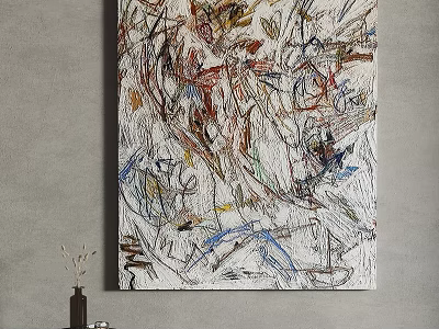 Abstract Painting As Wall Decor In Minimalist Interior 3d model