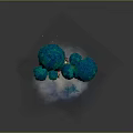 Red Trunk Trees With Blue Green Foliage Surrounded By White Cloud Mist And Blue Base