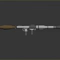 3D Model Rocket Launcher Weapon With Metallic Texture Gold Silver Parts And Black Grip