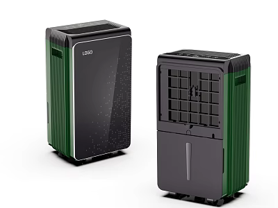 Sleek Modern Green And Black Household Appliances With Grid Front And Dot Pattern Panels 3d model