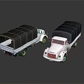 White Cargo Trucks With Black Canvas Covered Beds For Transportation