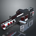 Futuristic Sci Fi Weapon Design With Black Red Silver Barrel And Scope 3d model