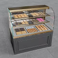 Glass Gold Frame Dessert Display Shelf With Various Pastries Chocolates And Biscuits