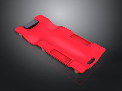Durable Red Medical Transport Stretcher With Black Components And Wheels 3d model