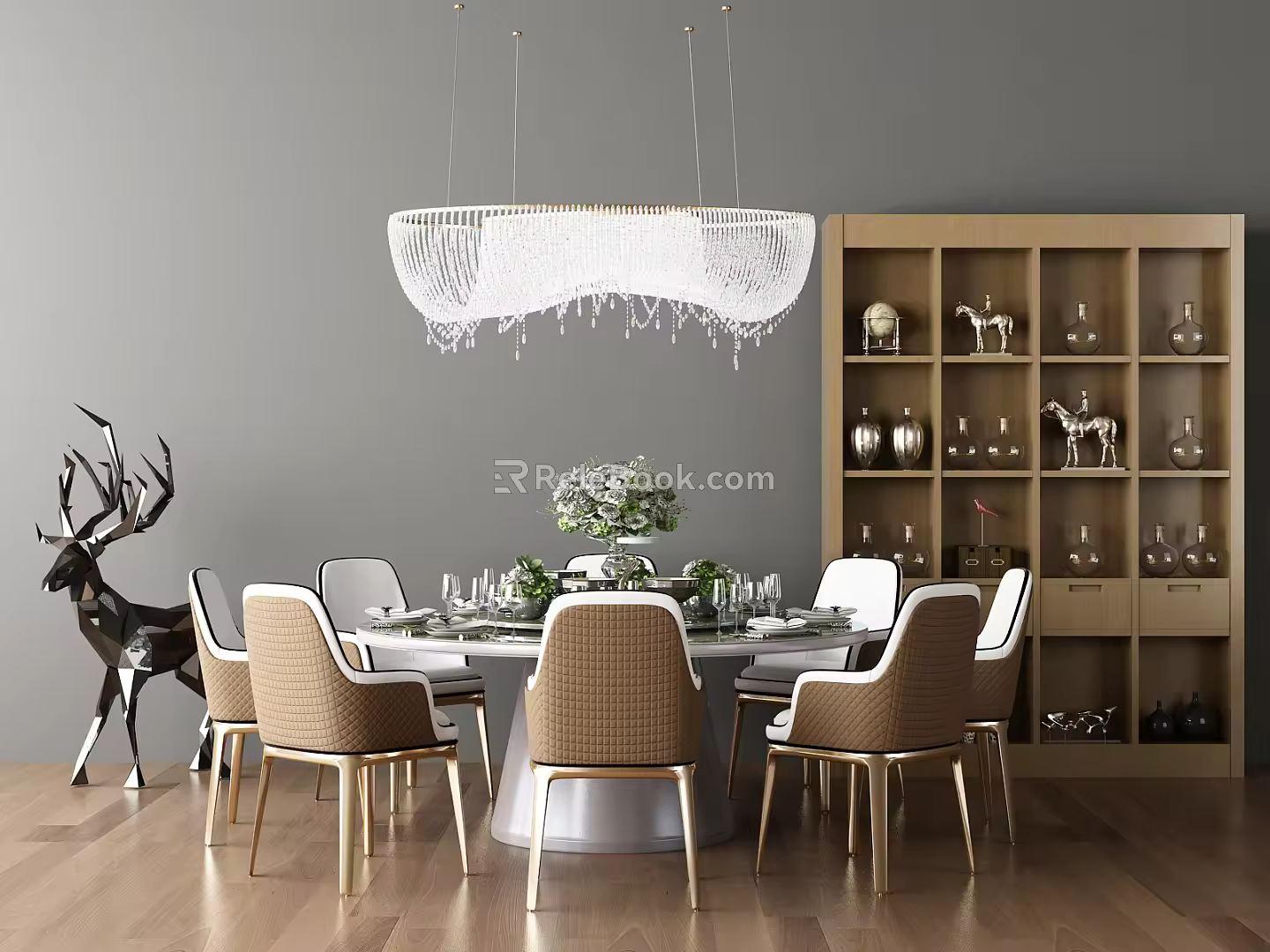 Modern Dining Table and Chair Combination 3d model