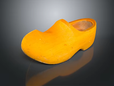 Traditional Yellow Wooden Clog As Practical Daily Living Footwear With Classic Style 3d model