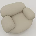 Modern Single Sofa With Round Armrests And Soft Beige Fabric Design 3d model