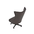 Brown Leather Office Chair With Button Tufted Backrest And Wheeled Base