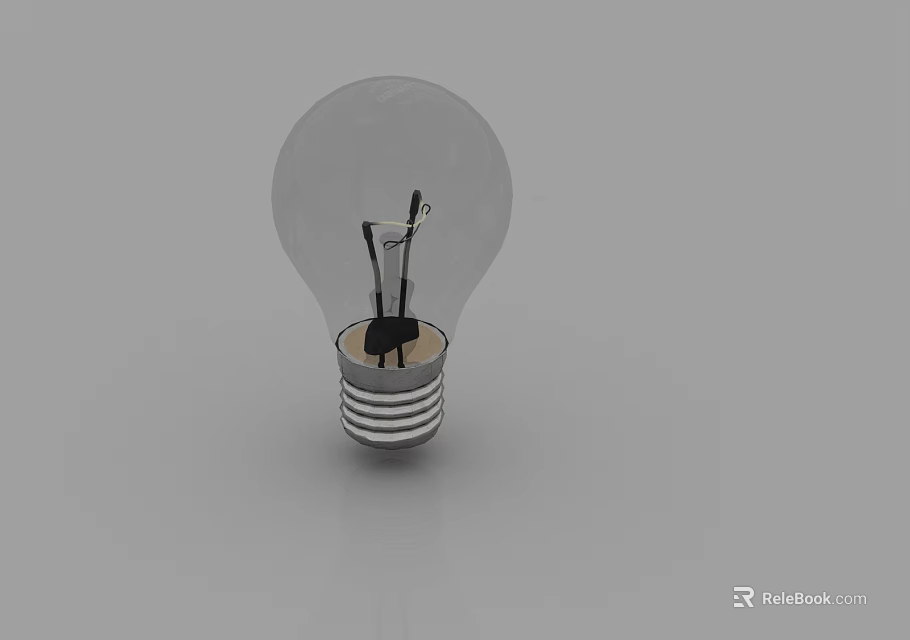 Clear Incandescent Light Bulb With Filament Design And Reflective Base On Gray Background 3d model 