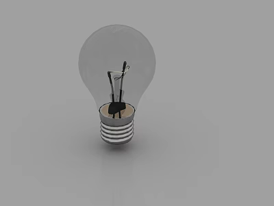 Clear Incandescent Light Bulb With Filament Design And Reflective Base On Gray Background 3d model