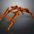 Wooden Structure Featuring Multiple Crossed Beams And Sturdy Decorative Support Posts 3d model