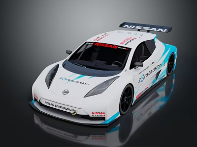 Nissan ZEOD RC Racing Car With White Blue Livery And Aerodynamic Features 3d model