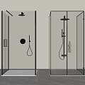 Modern Shower Fixture With Glass Enclosure Black Frame Overhead Shower And Handheld Sprayer
