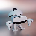 Modern Drone Electronic Device With White Body Black Accents And Propellers