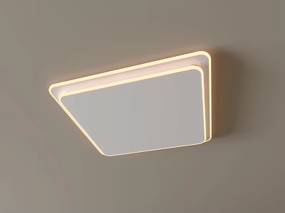 Modern Minimalist Square Ceiling Light with Yellow Perimeter Light Strip on Light Colored Ceiling 3d model