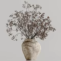 Qui Dried Branches Pottery Pot Vase 3d model