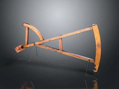 Traditional Wooden Agricultural Plow With Arched Frame And Cross Beams 3d model