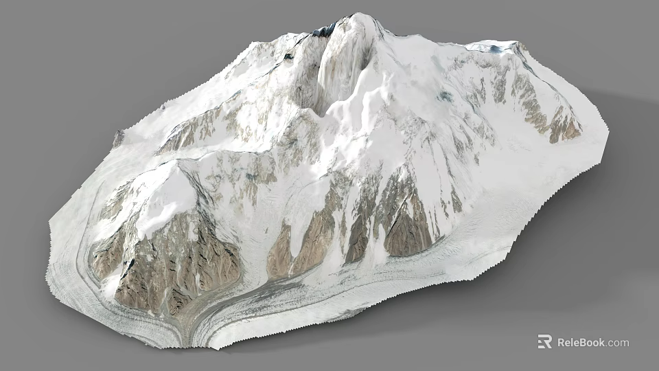 Snow Covered Rockery Stone With Natural Texture And Mountain Landscape Design 3d model 