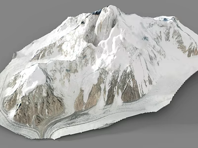 Snow Covered Rockery Stone With Natural Texture And Mountain Landscape Design 3d model