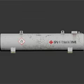 LPG Storage Tank With Red Warning Sign And Metal Base Structure 3d model