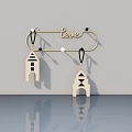 Modern Swing Door Featuring Love Sign And Small House Shaped Pendants On Metal Bar