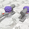 Daily Use Vacuum Cleaners With Purple Brush Heads On Marble Floor
