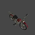Red Motorcycle With Headlight Black Seat Silver Engine And Exhaust Pipe 3d model