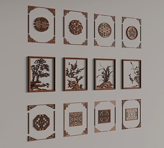 New Chinese Carved Corner Flower Combination 3d model