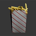 Crispy French Fries Served in Red and White Striped Paper Container