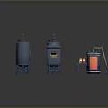 Industrial Production System Layout With Large Tanks Conveyor Belts And Pipes