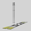 Black White and Yellow Skis with Poles Quality Ski Equipment for Winter Sports
