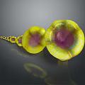 Vibrant Yellow And Purple Spotted Mushroom Like Creatures Arranged In A Line