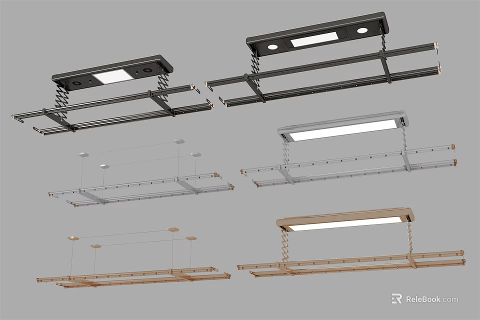 Modern Retractable Clothes Drying Racks With Lights And Various Designs For Indoor Use 3d model 