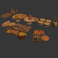 Assorted Fresh Food Display With Fruits Bread Cake And Desserts