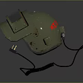 Durable Protective Industrial Safety Helmet With Green Visor And Coiled Cable