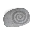 Natural Stone And Wood Decorative Object With Spiral Engraved Pattern Design 3d model