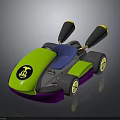 Colorful Toy Kart With Green Body Purple Base Blue Seat And Yellow Details