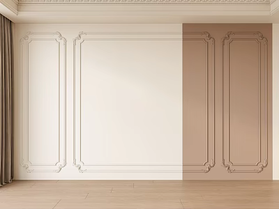 Elegant Sofa Background Wall With Ornate Molding And Two Tone Design 3d model