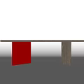 Modern Simple Desk Interior With Wooden Tabletop And Red Stand 3d model