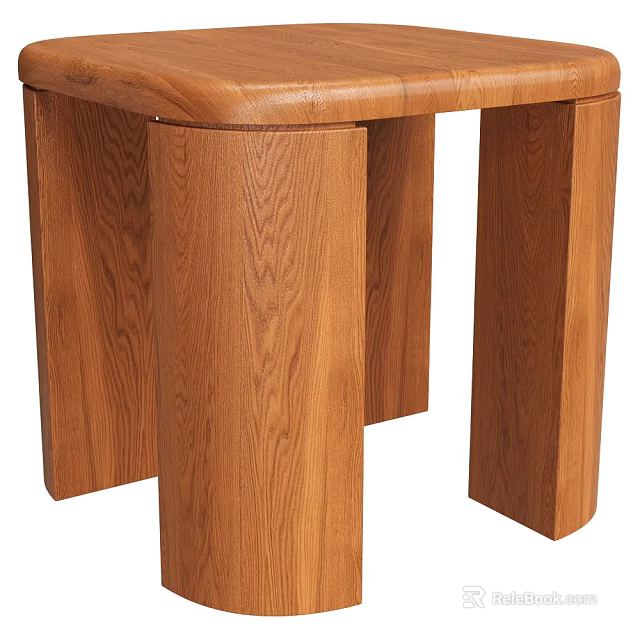 Wooden Stool With Sturdy Solid Wood Legs And Simple Classic Design 3d model