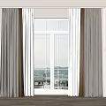 Gray Beige Window Curtains With Light Filtering Fabric Wooden Floor Floor Lamp And Outdoor View