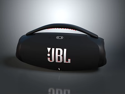 JBL High Quality Black Computer Speaker With Red Handle And Portable Wireless Design 3d model