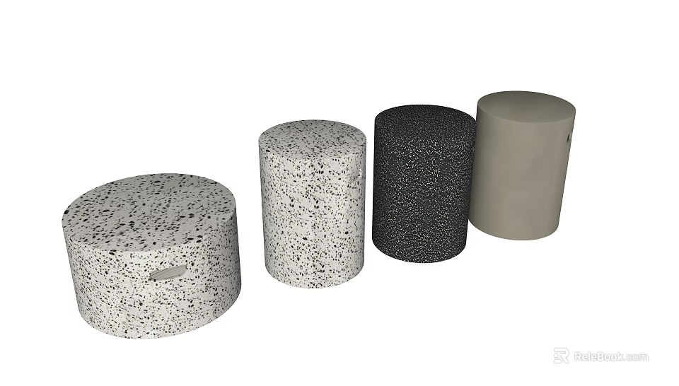 Modern Round Side Tables Featuring Speckled And Solid Textures In Various Colors 3d model