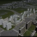 Modern Commercial Complex With Green Roof And Multiple Buildings In Urban Center
