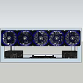 Modern Entertainment Electronics With Five Blue Lighting Fans And White Cooling Frame Design