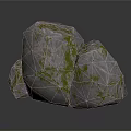 Natural Stone Rocks With Green Moss And Textured Surfaces